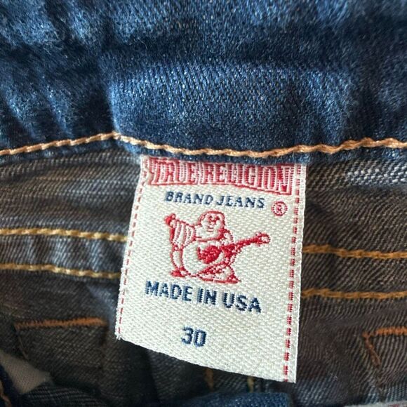 True Religion Zip Fly Bermuda Denim Jean Shorts Light Wash Blue Size 30 - Picture 3 of 7